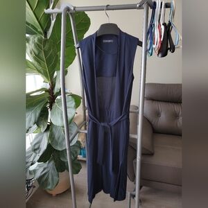 Esprit Navy Blue Crepe Maxi/Longline Duster (Sleeveless)